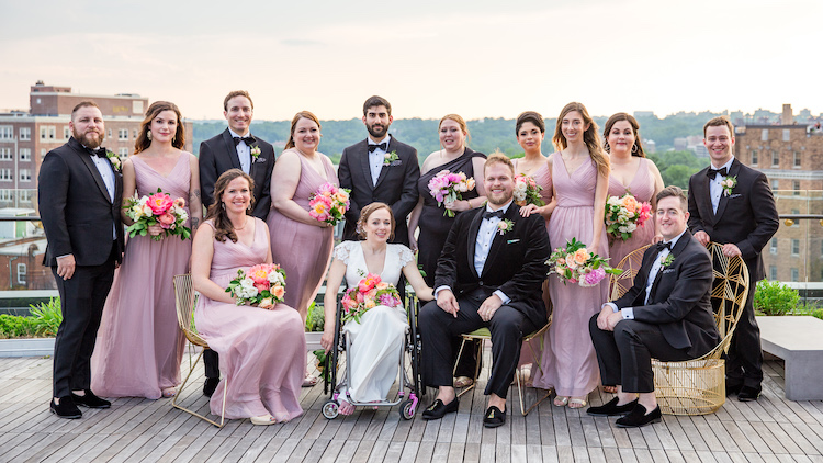 wedding party blush dresses rooftop ceremony The LINE Hotel DC spring wedding - Havard Events DC Northern Virginia Wedding Planner