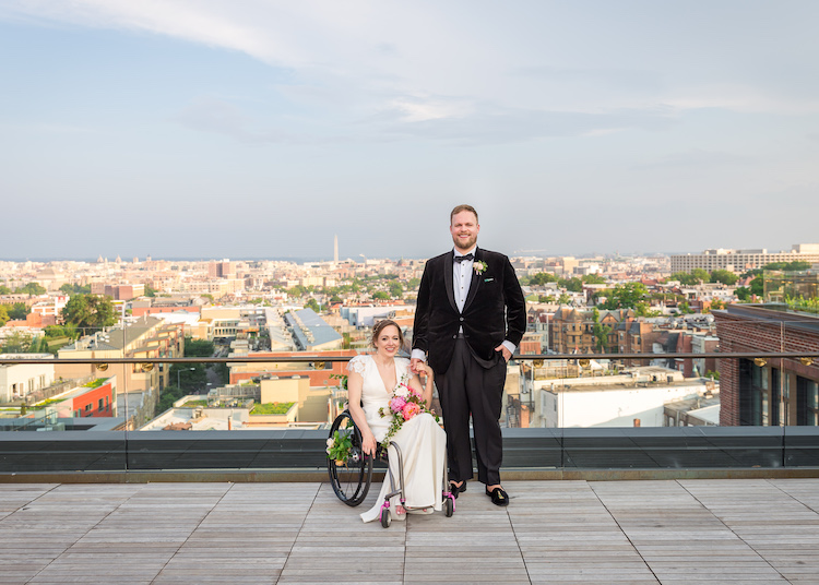 bride and groom portraits rooftop ceremony The LINE Hotel DC spring wedding - Havard Events DC Northern Virginia Wedding Planner