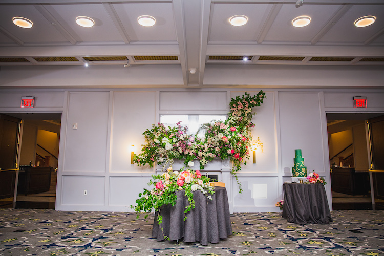 floral installation sweetheart table reception The LINE Hotel DC spring wedding - Havard Events DC Northern Virginia Wedding Planner