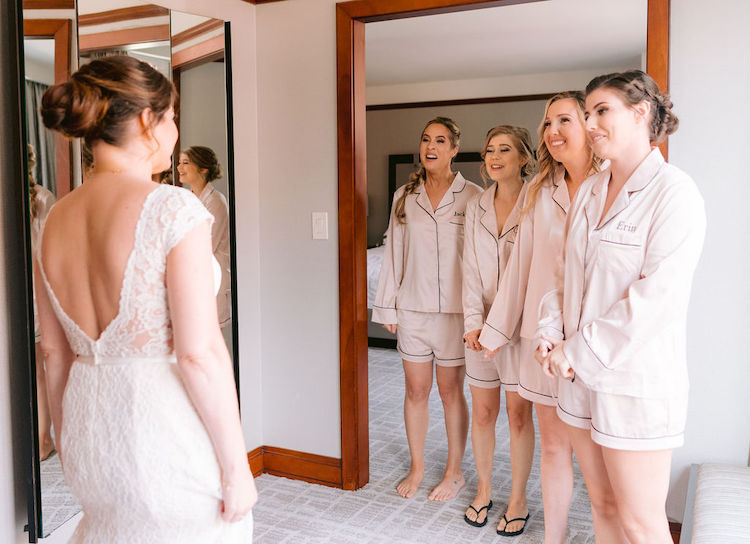 bride first look with bridesmaids - Georgetown DC wedding Lisa Havard Events
