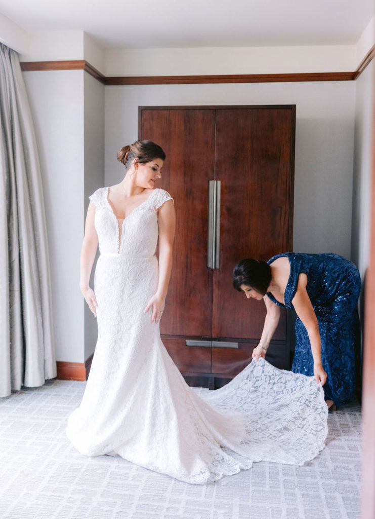 bride modern lace dress cap sleeves - Georgetown DC wedding Lisa Havard Events