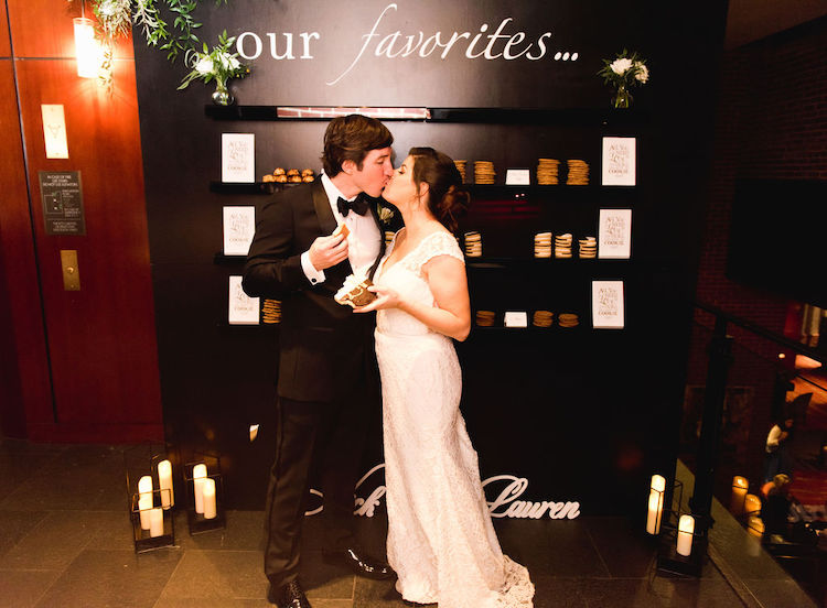 cookie wall black and white wedding reception with pampas grass Ritz Carlton Georgetown DC wedding Lisa Havard Events
