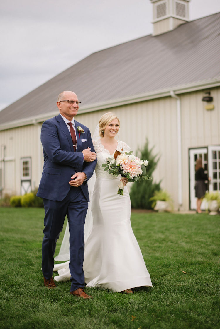 bride and father walking down the aisle - Loudoun County wedding Lisa Havard Events