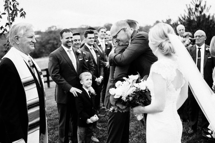 bride's father hugging groom - Loudoun County wedding Lisa Havard Events