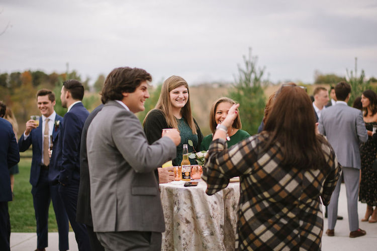 guests at outdoor cocktail hour fall wedding - Loudoun County wedding Lisa Havard Events