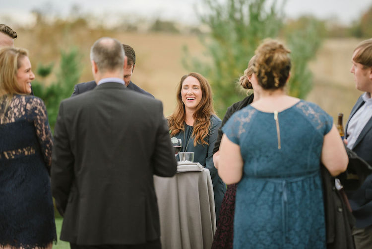 guests at outdoor cocktail hour fall wedding - Loudoun County wedding Lisa Havard Events
