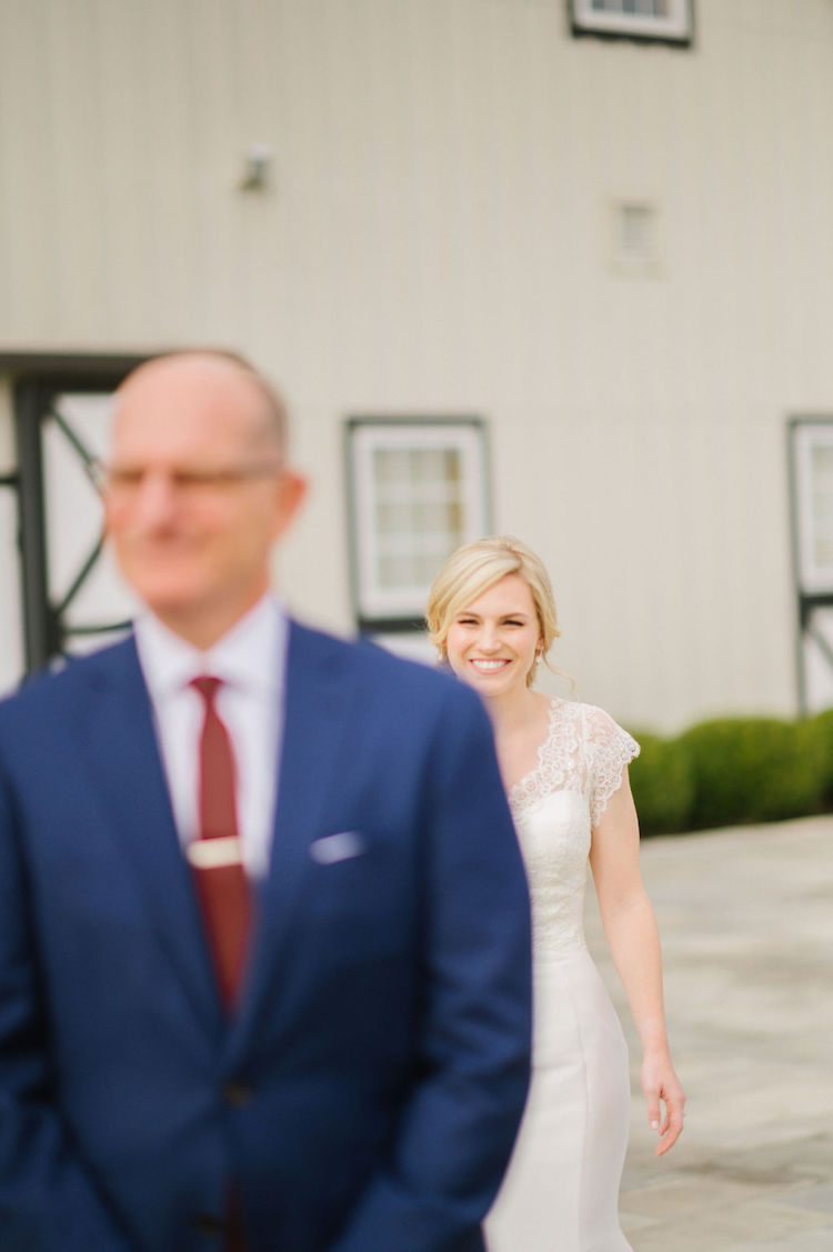 bride first look with father - Loudoun County wedding Lisa Havard Events