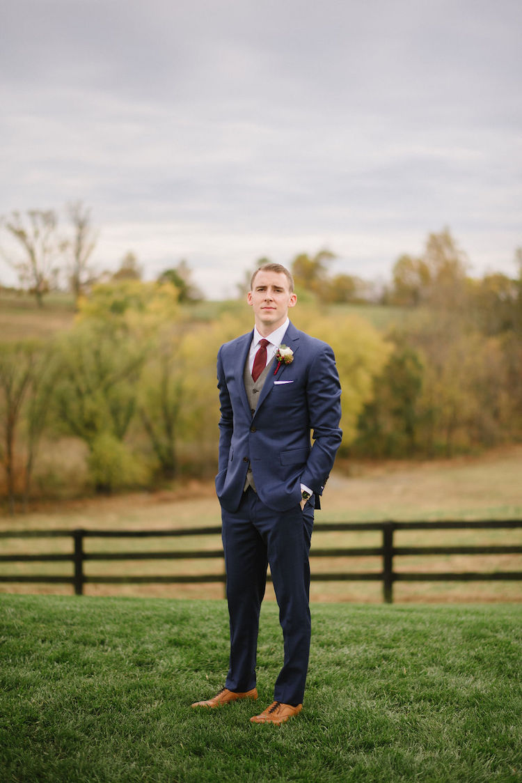 groom portrait outdoor virginia fall wedding - Loudoun County wedding Lisa Havard Events