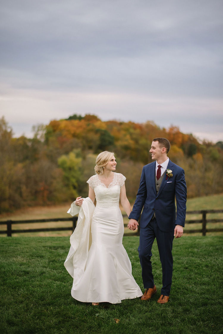 bride and groom portraits fall wedding virginia countryside - Loudoun County wedding Lisa Havard Events