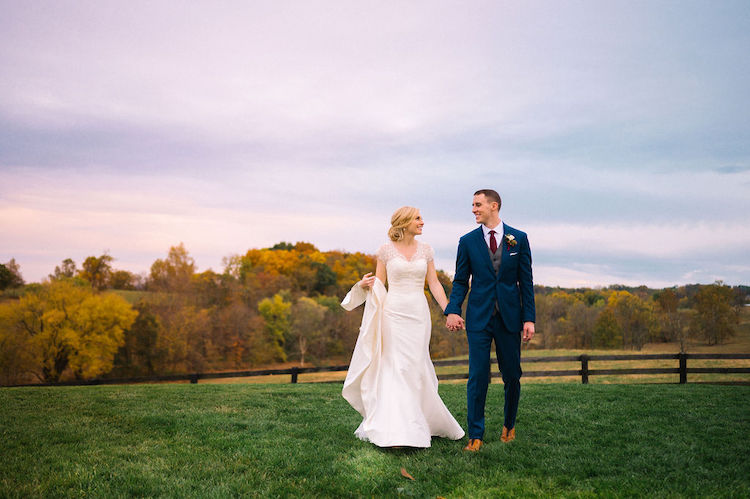 bride and groom sunset portrait outdoor virginia - Loudoun County wedding Lisa Havard Events