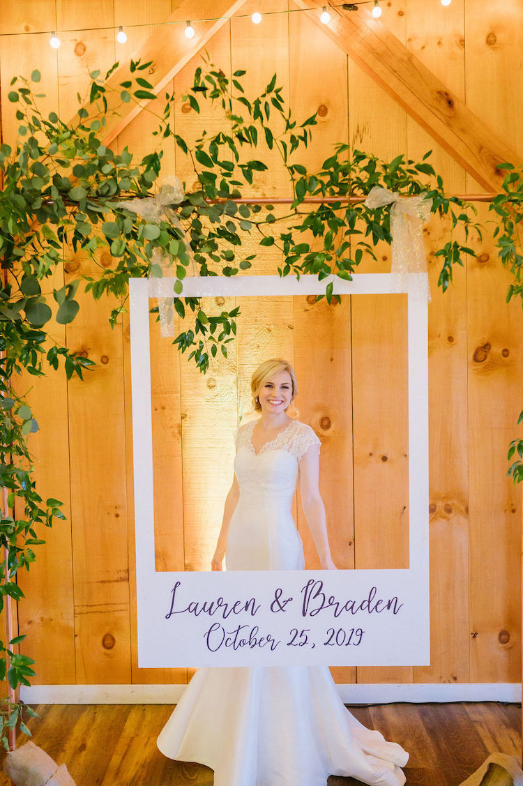 bride in polaroid photo booth - Loudoun County wedding Lisa Havard Events