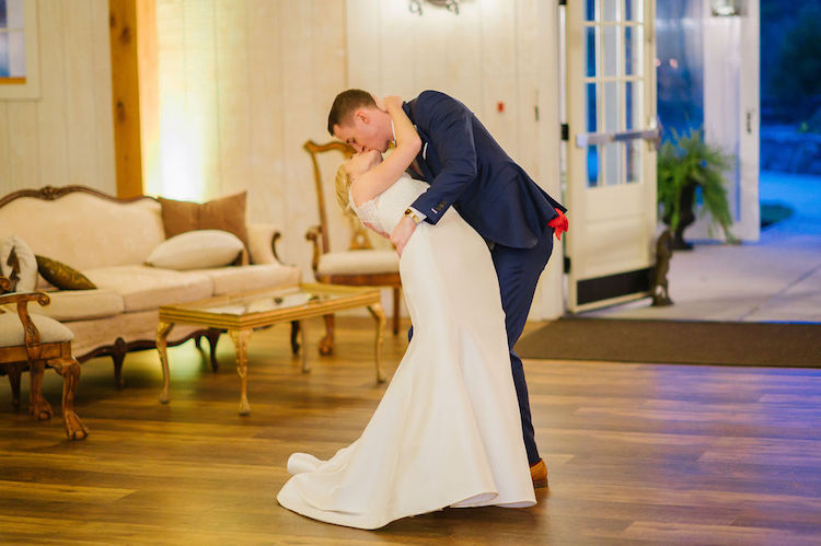 bride and groom reception entrance kiss - Loudoun County wedding Lisa Havard Events