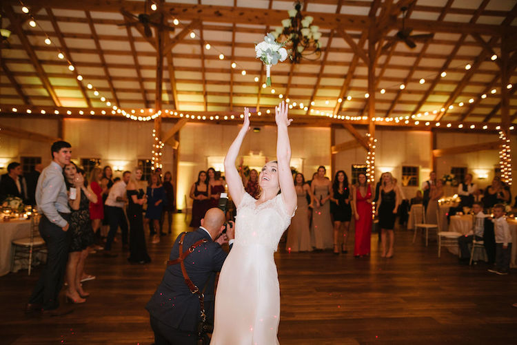 bride bouquet toss - Loudoun County wedding Lisa Havard Events